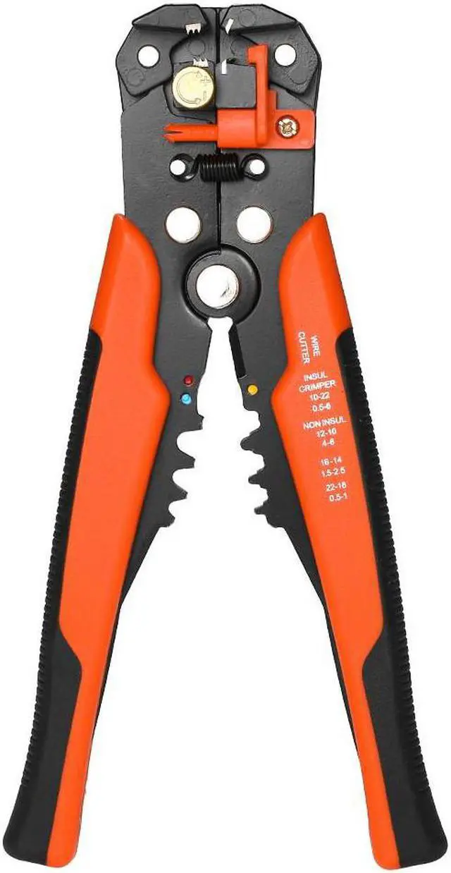Main image of Multi-functional 8" Self-adjusting Cable Wire Stripper With Cutter & Crimper Automatic Wire Stripping Pliers Crimping Tool 10-24AWG - Orange