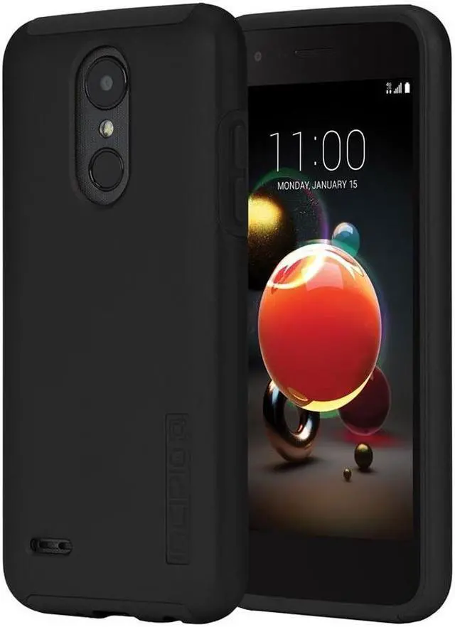 Alt view image 3 of 7 - Incipio DualPro LG Tribute Dynasty Case with Shock-Absorbing Inner Core & Protective Outer Shell for LG Tribute Dynasty - Black/Black