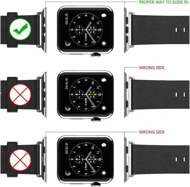 Alt view image 5 of 5 - JideTech Apple Watch Strap Band  Apple Watch 42MM (100% GENUINE LEATHER) Strap Band High Quality Premium Strap Band Accessories for Apple Watch 42MM with [ADAPTER] to install - BLACK