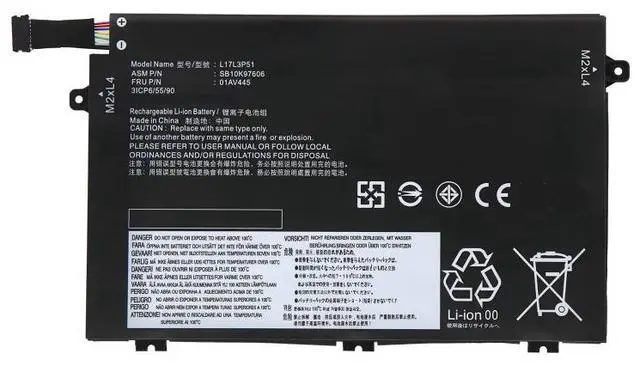Alt view image 4 of 6 - L17M3P51 01AV446 Battery for Lenovo ThinkPad E480/E485/E495/E580/E585 - 45Wh 11.1V - Replaces SB10K97607, 01AV448, L17C3P51 (4080mAh)