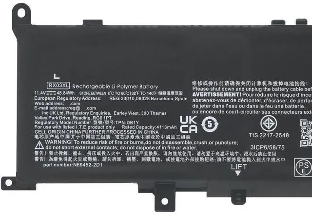 Alt view image 5 of 6 - RX03XL Battery for HP EliteBook 640 G11 645 G11 630 G11 & ProBook 440 G11 445 G11 | 54Wh | Replaces TPN-DB1Z, HSTNN-WB0H, N70706-005 | 12-Month Warranty