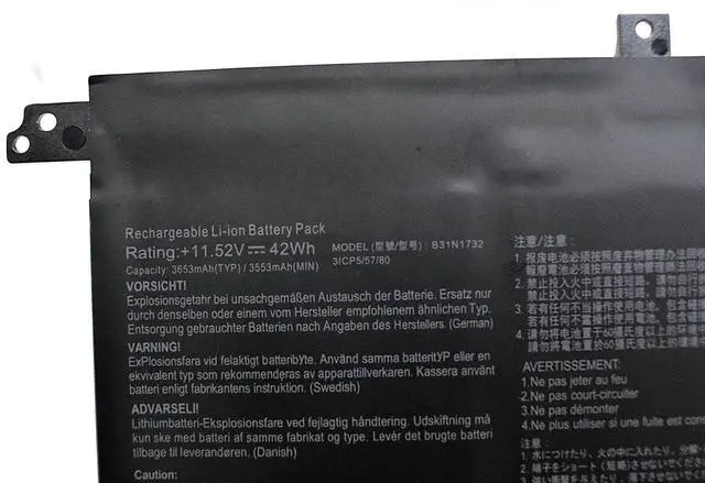Alt view image 5 of 6 - B31N1732 Replacement Battery for ASUS VivoBook S14 S430FA S430FN X430UF X430UN R430FA F571GD | 11.55V 42Wh | Compatible with 0B200-02960000, B31Bi9H