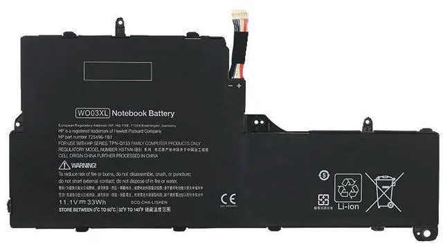 Alt view image 3 of 3 - WO03XL HSTNN-IB5I Replacement Battery for HP Split 13-M 13T-M000 X2 | 11.1V 33Wh Li-ion | Compatible with 725496-1B1, 725606-001, TPN-Q133 | Pavilion 13-P100