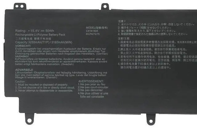 Alt view image 5 of 6 - C41N1805 Laptop Battery Replacement for ASUS ROG Zephyrus S GX531 Series (GX531GM/GX531GS/GX531GX) - 15.4V 50Wh 3255mAh Li-ion Battery, Compatible with 0B200-03020000, 4ICP4/72/75, C41PKC5