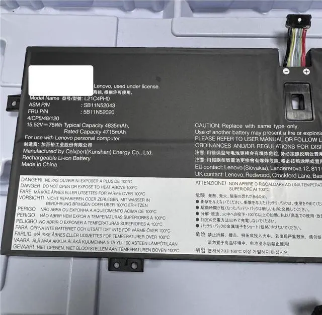 Alt view image 4 of 5 - L21C4PH0 L21D4PH0 L21M4PH0 Battery for Lenovo Yoga 9 14IAP7 14IRP8 & ThinkPad T14 T15 E14 E15 15.52V 75Wh 4835mAh Li-ion Black
