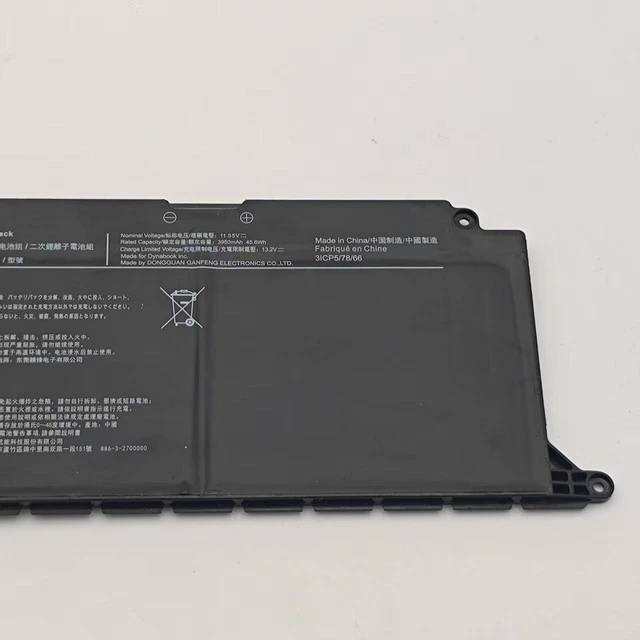 Alt view image 6 of 6 - PS0132NA1BRS 45.6Wh Replacement Battery for Toshiba Laptop 11.55V 3950mAh Li-ion Brand New Black