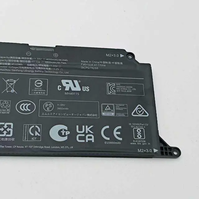 Alt view image 5 of 6 - BTY-M4B 45.63Wh OEM Replacement MSI Battery 11.55V 3950mAh 3-Cell Li-ion Compatible with MSI Laptop 3ICP5/78/66 Brand New Genuine
