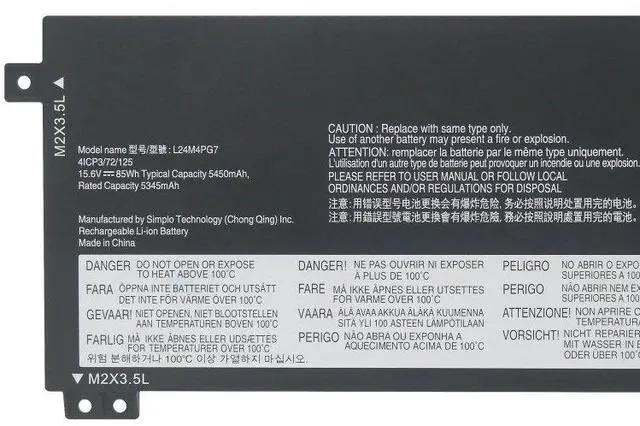 Alt view image 5 of 6 - L24D4PG7 L24N4PG7 L24M4PG7 85Wh Replacement Battery for Lenovo ThinkPad E16 Gen 2 & IdeaPad 5 2-in-1 2024 15.6V 5450mAh 6-Cell Li-ion Black