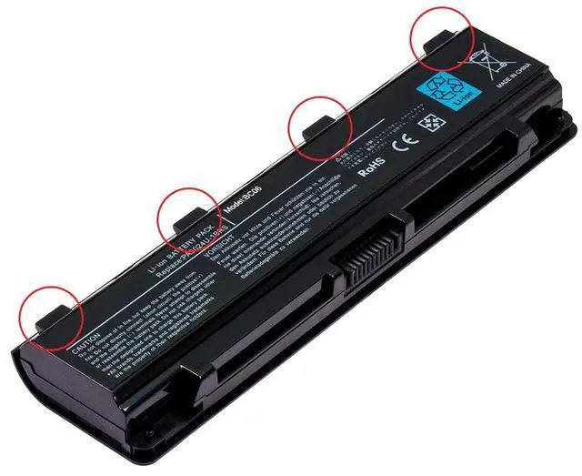 Alt view image 4 of 6 - 10.8V 48Wh 6-Cell Li-ion Battery for Toshiba Satellite C840 C845 C850 C855 C870 C875 L850 L855 Replaces PA5025-1BRS PABAS261 PA5024U-1BRS PA5026U-1BRS PA5023U-1BRS