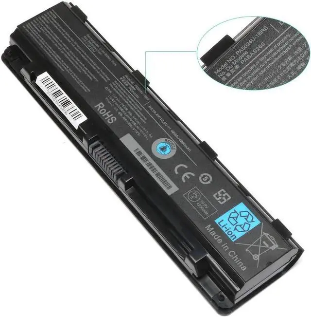 Alt view image 5 of 6 - 10.8V 48Wh 6-Cell Li-ion Battery for Toshiba Satellite C840 C845 C850 C855 C870 C875 L850 L855 Replaces PA5025-1BRS PABAS261 PA5024U-1BRS PA5026U-1BRS PA5023U-1BRS