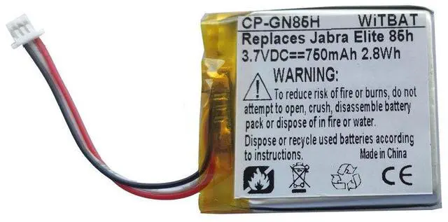 Alt view image 5 of 6 - New 3.7V 450mAh Li-Polymer Battery for Jabra Elite 75t Charging Case Replaces PL661935V CP-GN450 Grade A Cells 12-Month Warranty