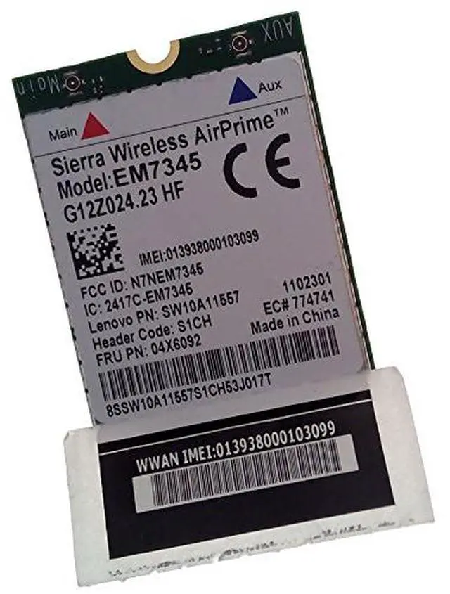 Alt view image 2 of 4 - Seierra Wireless AirPrime EM7345 g12z024.05 for IBM/lenovo ThinkPad GOBI5000 Sierra LTE/HSPA+ 42Mbps M.2 Card 04x6014 T440 X240 X250 Wwan Hspa+ Evdo Ngff Card 4G LTE MOBILE