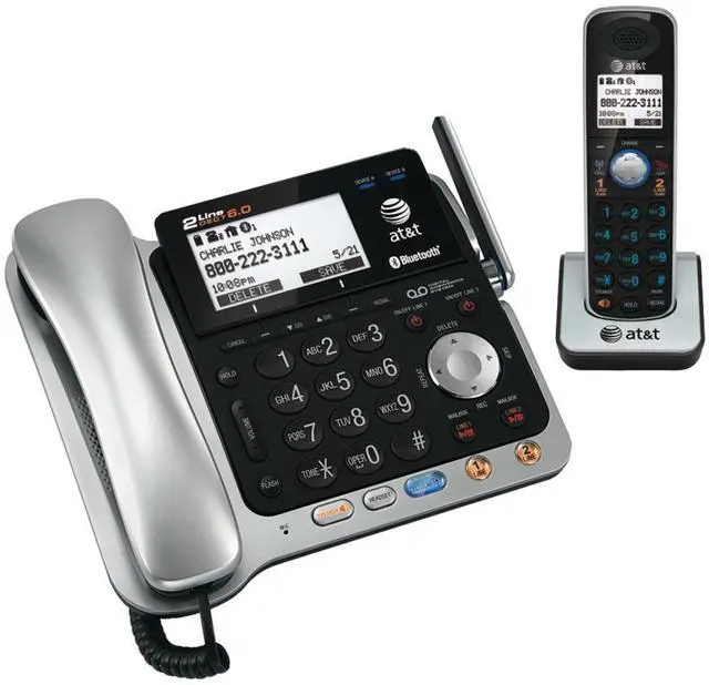Alt view image 5 of 16 - AT&T TL86109 AT&T CORDED/CORDLESS PHONE