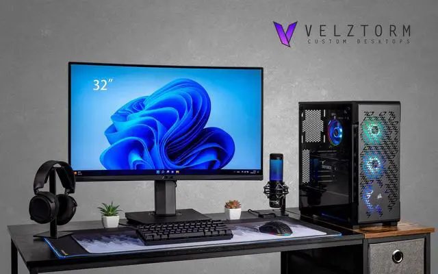 Alt view image 2 of 7 - Velztorm Fultix Custom Built Gaming Desktop PC (AMD Ryzen 5-5500, GeForce GTX 1660 Super, 32GB DDR4, 2TB PCIe SSD + 6TB HDD, 750W PSU, WiFi 4, Bluetooth 4.2, RJ-45, HDMI, Win 10 Pro)