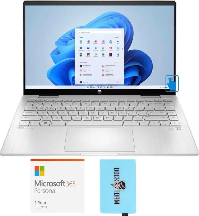 Main image of HP Pavilion x360 14-ek00 Home & Business 2-in-1 Laptop (Intel i5-1235U 10-Core, 14.0" 60Hz Touch Full HD (1920x1080), Intel Iris Xe, 8GB RAM, Win 11 Pro) with Microsoft 365 Personal , Hub