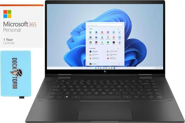 Main image of HP ENVY x360 15-ey00 Home & Business 2-in-1 Laptop (AMD Ryzen 5 5625U 6-Core, 15.6" 60Hz Touch Full HD (1920x1080), AMD Radeon, 8GB RAM, 256GB SSD, Win 11 Home) with Microsoft 365 Personal , Hub