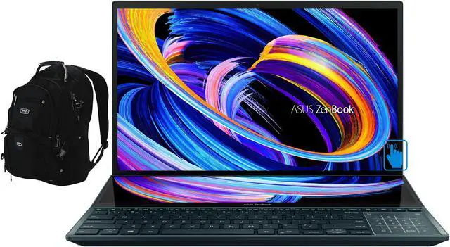 Main image of ASUS ZenBook Pro Duo 15 Gaming & Business Laptop (Intel i9-11900H 8-Core, 15.6" 60Hz Touch Full HD (1920x1080), NVIDIA RTX 3060, 32GB RAM, 1TB SSD, Win 11 Pro) with Travel & Work Backpack