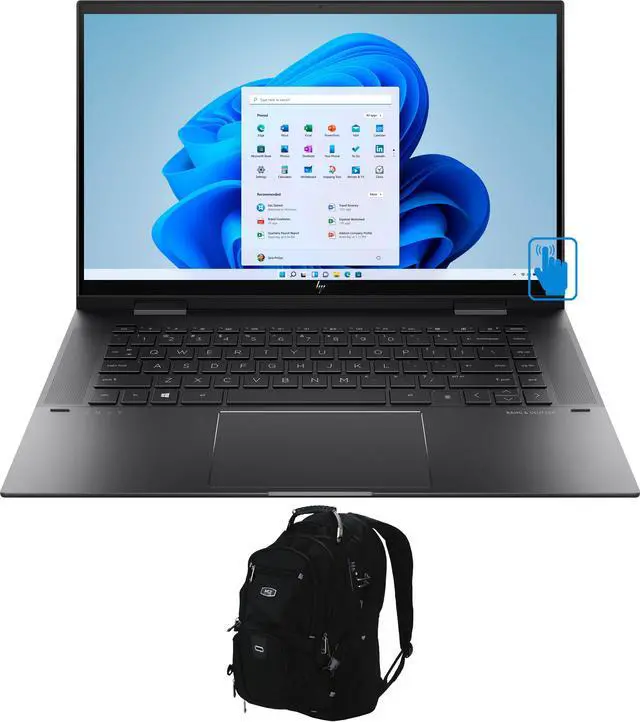 Main image of HP ENVY x360 -15 Home & Business 2-in-1 Laptop (AMD Ryzen 5 5500U 6-Core, 15.6" 60Hz Touch Full HD (1920x1080), AMD Radeon, 8GB RAM, 256GB SSD, Win 11 Home) with Travel & Work Backpack