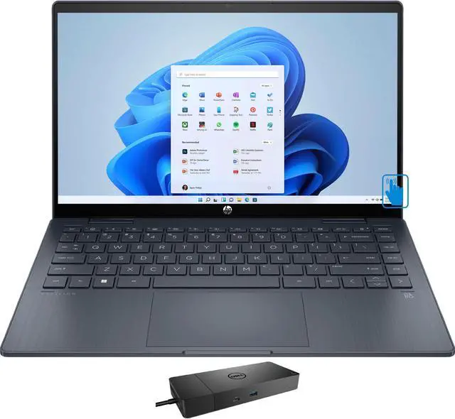 Main image of HP Pavilion 14-ek0013dx Home & Business 2-in-1 Laptop (Intel i3-1215U 6-Core, 14.0" 60Hz Touch Full HD (1920x1080), Intel UHD, 8GB RAM, 256GB PCIe SSD, Wifi, Win 11 Pro) with WD19S 180W Dock