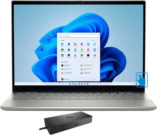 Main image of Dell Inspiron i7425 Home & Business 2-in-1 Laptop (AMD Ryzen 5 5625U 6-Core, 14.0" 60Hz Touch Wide UXGA (1920x1200), AMD Radeon, 8GB RAM, 512GB SSD, Backlit KB, Win 11 Home) with WD19S 180W Dock