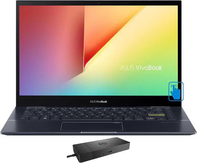 Main image of ASUS VivoBook Flip 14 Home & Business 2-in-1 Laptop (AMD Ryzen 5 5500U 6-Core, 14.0" 60Hz Touch Full HD (1920x1080), AMD Radeon, 8GB RAM, 1TB m.2 SATA SSD, Win 11 Pro) with WD19S 180W Dock