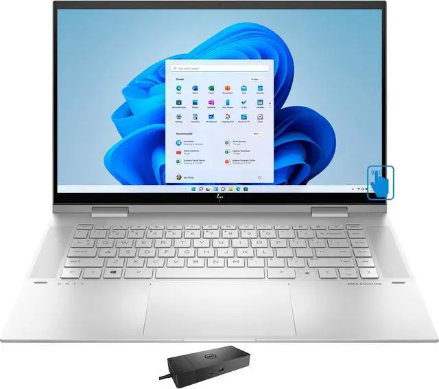 Main image of HP ENVY x360 Home & Business 2-in-1 Laptop (Intel i5-1135G7 4-Core, 15.6" 60Hz Touch Full HD (1920x1080), Intel Iris Xe, 8GB RAM, 512GB m.2 SATA SSD, Backlit KB, Win 10 Home) with WD19S 180W Dock