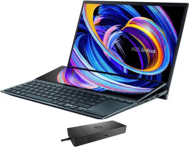 Main image of ASUS ZenBook Duo 14 School & Business Laptop (Intel i7-1195G7 4-Core, 14.0" 60Hz Touch Full HD (1920x1080), Intel Iris Xe, 8GB RAM, 512GB SSD, Backlit KB, Wifi, Win 10 Home) with WD19S 180W Dock