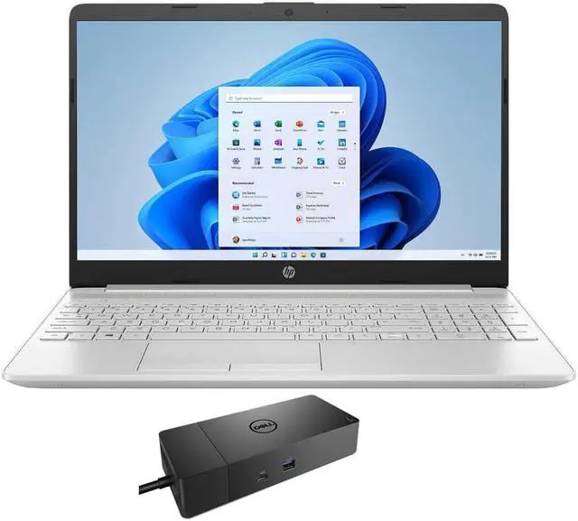 Main image of HP 15-dw3035cl Home & Business Laptop (Intel i5-1135G7 4-Core, 15.6" 60Hz Touch HD (1366x768), Intel Iris Xe, 16GB RAM, 256GB  SATA SSD, Backlit KB, Wifi, HDMI, Win 11 Home) with WD19S 180W Dock