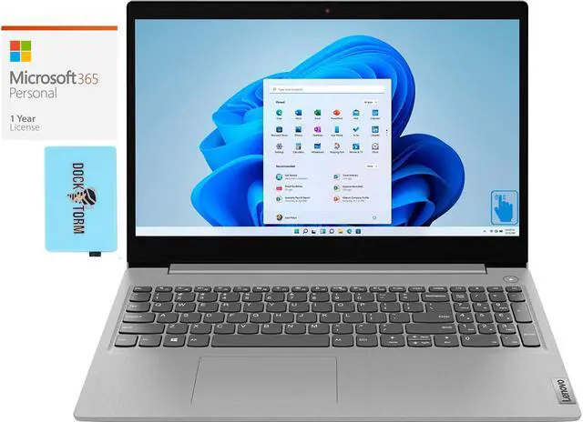 Main image of Lenovo IdeaPad 3 Home & Business Laptop (Intel i3-1115G4 2-Core, 15.6" 60Hz Touch HD (1366x768), Intel UHD, 8GB RAM, 256GB SSD, Wifi, HDMI, Win 11 Home S-Mode) with Microsoft 365 Personal , Hub