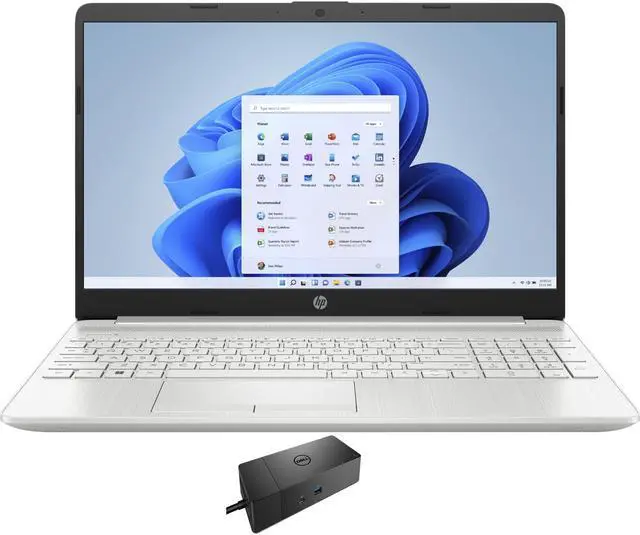 Main image of HP 15t-dw400 Home & Business Laptop (Intel i5-1235U 10-Core, 15.6" 60Hz Full HD (1920x1080), Intel Iris Xe, 16GB RAM, 256GB PCIe SSD, Backlit KB, Wifi, HDMI, Win 11 Home) with WD19S 180W Dock