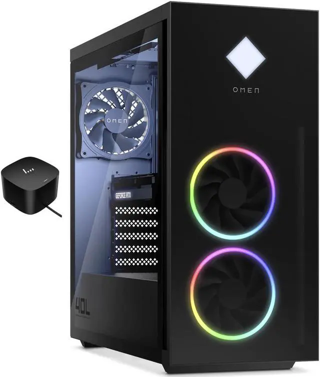 Main image of HP OMEN 40L Gaming & Entertainment Desktop PC (AMD Ryzen 7 5800X 8-Core, GeForce RTX 3070, 16GB RAM, 2TB PCIe SSD, Wifi, HDMI, Bluetooth, Display Port, Win 11 Pro) with 120W G4 Dock