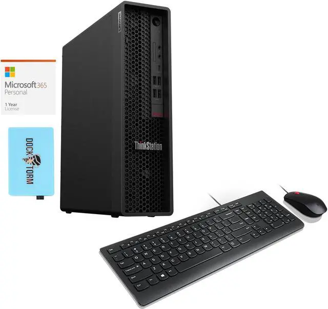 Main image of Lenovo ThinkStation P340 SFF Home & Business Mini Desktop (Intel i7-10700 8-Core, NVIDIA T1000, 16GB RAM, 1TB PCIe SSD + 2TB HDD (3.5), USB 3.2, Win 11 Pro) with Microsoft 365 Personal , Hub
