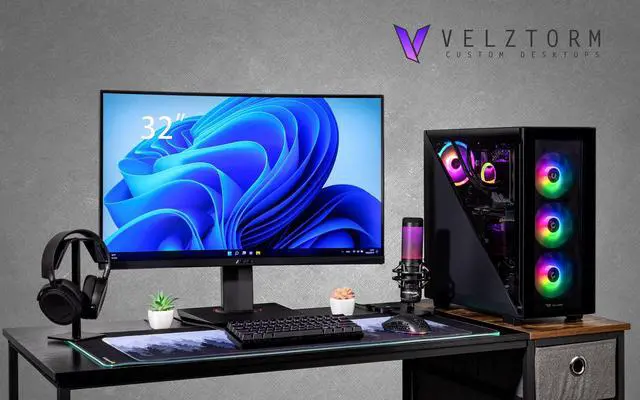 Alt view image 2 of 7 - Velztorm Black Gladio Custom Built Gaming Desktop PC (AMD Ryzen 9 5900X, GeForce RTX 5070, 32GB DDR4, 2TB PCIe SSD + 2TB HDD, 120mm AIO, 750W PSU, RJ-45, 1 Display Port, HDMI, Win 11 Pro)