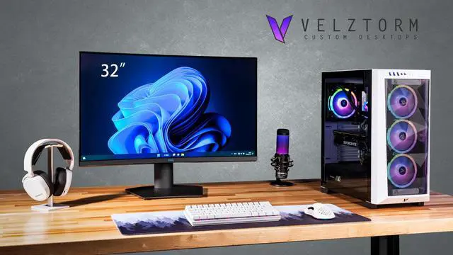 Alt view image 2 of 7 - Velztorm White Pilum CTO Gaming Desktop PC Liquid-Cooled (AMD Ryzen 7 5700X 8-Core, GeForce RTX 3060 12GB, 32GB DDR4, 1TB PCIe SSD + 1TB HDD (3.5), RGB Fans, 750W PSU, AC WiFi, BT 5.0, Win10Pro)