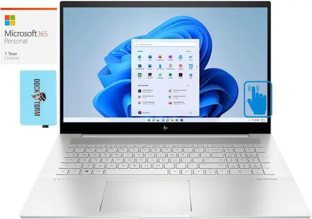 Main image of HP ENVY 17t-cr000 Home & Business Laptop (Intel i7-1260P 12-Core, 17.3" 60Hz Touch Full HD (1920x1080), Intel Iris Xe, 16GB RAM, 512GB SSD, Win 11 Home) with Microsoft 365 Personal , Dockztorm Hub