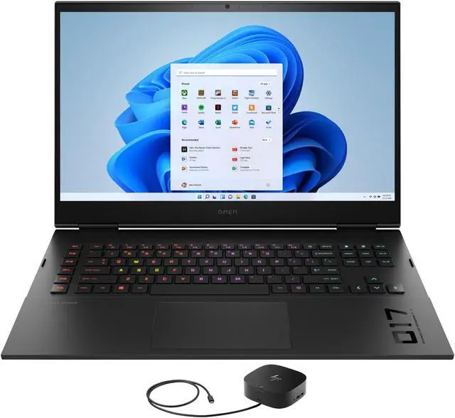 Main image of HP OMEN 17t-cm200 Gaming & Entertainment Laptop (Intel i9-13900HX 24-Core, 17.3" 240Hz 2K Quad HD (2560x1440), NVIDIA GeForce RTX 4090, 16GB DDR5 5600MHz RAM, Win 11 Home) with G2 Universal Dock