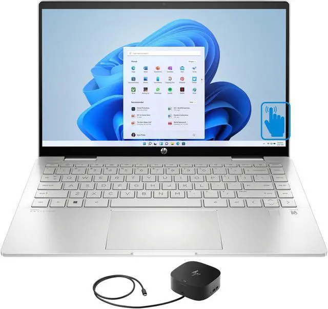 Main image of HP Pavilion X360 14-ek0097nr Home & Business 2-in-1 Laptop (Intel i5-1235U 10-Core, 14.0" 60Hz Touch Full HD (1920x1080), Intel Iris Xe, 16GB RAM, 2TB PCIe SSD, Win 11 Home) with G2 Universal Dock