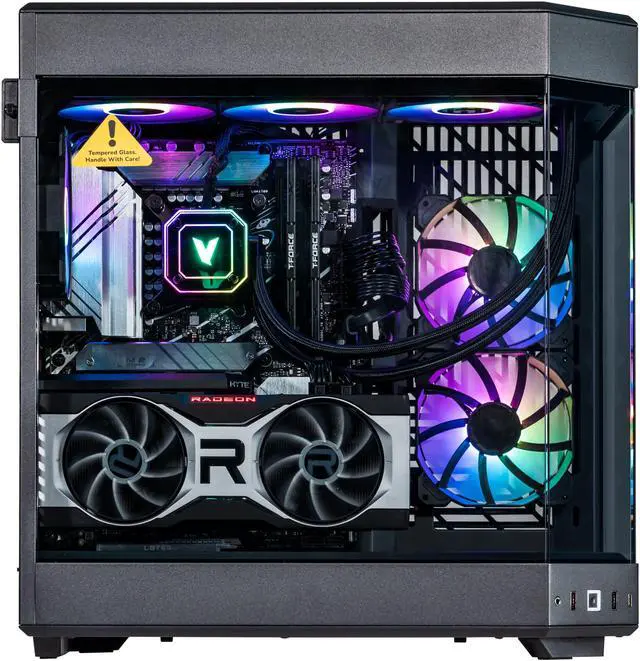 Alt view image 3 of 7 - Velztorm Black Praetix Custom Built Gaming Desktop PC (Intel i9-14900K, AMD Radeon RX 9060 XT, 16GB DDR5, 512GB PCIe SSD + 1TB HDD, RGB Fans, 360mm AIO, 1000W PSU, WiFi 6E, Bluetooth 5.2, Win 11 Pro)