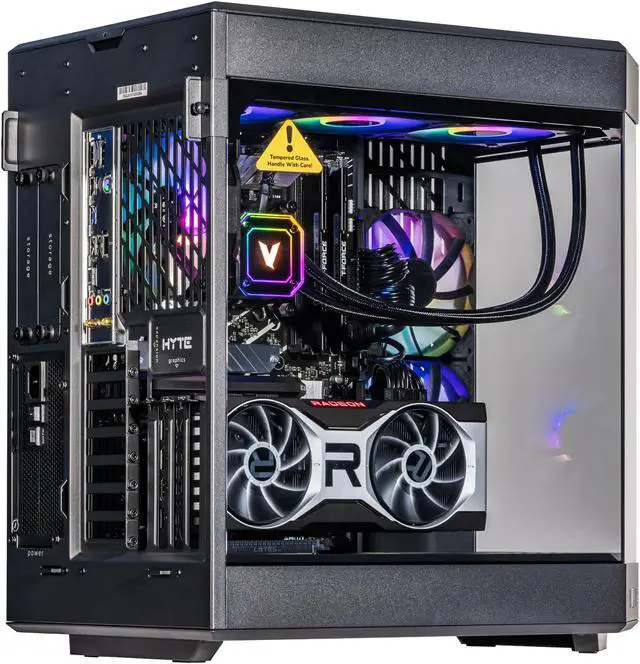 Alt view image 4 of 7 - Velztorm Black Praetix Custom Built Gaming Desktop PC (Intel i9-14900K, AMD Radeon RX 9060 XT, 16GB DDR5, 512GB PCIe SSD + 1TB HDD, RGB Fans, 360mm AIO, 1000W PSU, WiFi 6E, Bluetooth 5.2, Win 11 Pro)