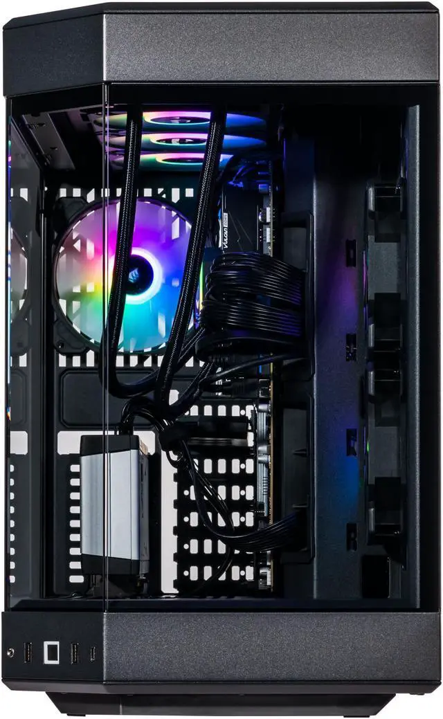 Alt view image 6 of 7 - Velztorm Black Praetix Custom Built Gaming Desktop PC (Intel i9-14900K, AMD Radeon RX 9060 XT, 16GB DDR5, 512GB PCIe SSD + 1TB HDD, RGB Fans, 360mm AIO, 1000W PSU, WiFi 6E, Bluetooth 5.2, Win 11 Pro)