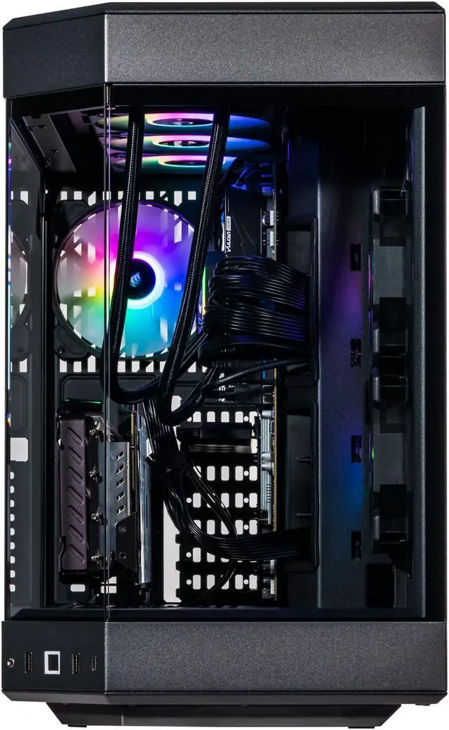 Alt view image 6 of 7 - Velztorm Black Praetix Custom Built Gaming Desktop PC (Intel i9-14900K, GeForce RTX 5070, 16GB DDR5, 512GB PCIe SSD + 1TB HDD, RGB Fans, 360mm AIO, 1000W PSU, WiFi 6E, Bluetooth 5.2, Win 11 Pro)