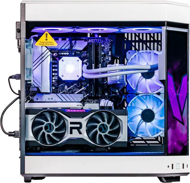 Alt view image 3 of 7 - Velztorm LCD Praetix Custom Built Gaming Desktop PC (Intel i9-14900K, AMD Radeon RX 9060 XT, 64GB DDR5, 2TB PCIe SSD + 6TB HDD, RGB Fans, 360mm AIO, 1000W PSU, WiFi 6, Bluetooth 5.2, Win 10 Home)