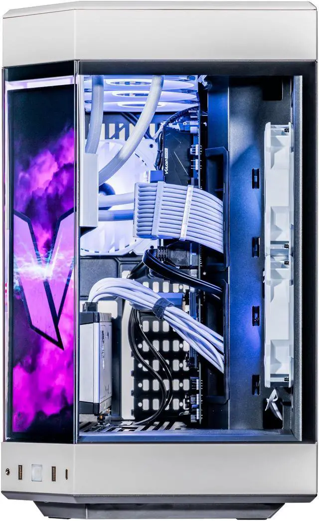 Alt view image 6 of 7 - Velztorm LCD Praetix Custom Built Gaming Desktop PC (Intel i9-14900K, AMD Radeon RX 9060 XT, 64GB DDR5, 2TB PCIe SSD + 6TB HDD, RGB Fans, 360mm AIO, 1000W PSU, WiFi 6, Bluetooth 5.2, Win 10 Home)