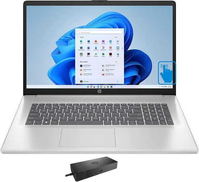 Main image of HP 17-CP3035cl Home & Business Laptop (AMD Ryzen 5 7530U 6-Core, 17.3" 60Hz Touch HD+ (1600x900), AMD Radeon, 32GB RAM, 2TB PCIe SSD, Wifi, USB 3.2, HDMI, Webcam, Win 11 Pro) with WD19S 180W Dock