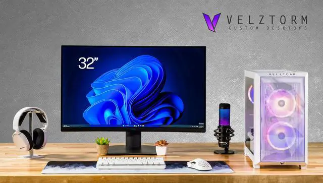 Alt view image 2 of 7 - Velztorm White Mini Pilum Custom Built Gaming Desktop PC (AMD Ryzen 7 5700X 8-Core, 32GB RAM, 2TB PCIe SSD + 3TB HDD (3.5), GeForce RTX 4070 SUPER 12GB, Wifi, Bluetooth, White, Win 11 Home)