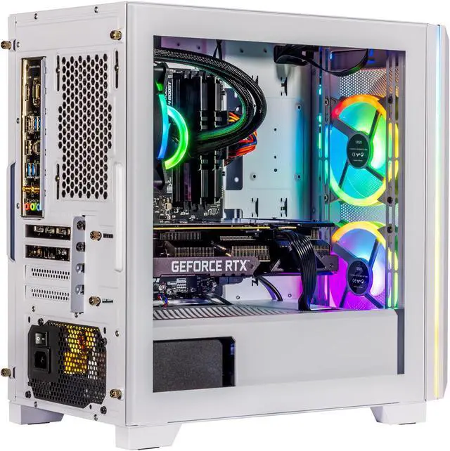 Alt view image 3 of 7 - Velztorm White Mini Pilum Custom Built Gaming Desktop PC (AMD Ryzen 7 5700X 8-Core, 32GB RAM, 2TB PCIe SSD + 3TB HDD (3.5), GeForce RTX 4070 SUPER 12GB, Wifi, Bluetooth, White, Win 11 Home)