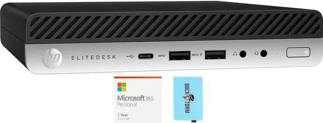 Main image of HP Elitedesk 800 G4 School & Business Mini Desktop (Intel i5-8600 6-Core, Intel UHD 630, 32GB RAM, 1TB PCIe SSD, Display Port, Win 10 Pro) with Microsoft 365 Personal , Dockztorm Hub