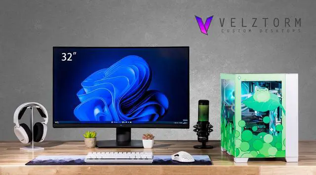 Alt view image 3 of 7 - Velztorm Minty Frog Green Limited Edition Gaming PC (AMD Ryzen 7 5700X 8-Core, 16GB DDR4, 512GB PCIe SSD + 1TB HDD (3.5), GeForce RTX 3070, WiFi 5, BT 5, Liquid Cooled 240mm, 850W, Win 11 Home)