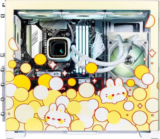 Alt view image 3 of 7 - Velztorm Fruity Bunny Custom Built Gaming Desktop PC (AMD Ryzen 7 5700X, Radeon RX 9070 XT, 128GB DDR4, 4TB PCIe SSD + 6TB HDD, RGB Fans, 240mm AIO, 850W PSU, WiFi 5, Bluetooth 5.0, RJ-45, Win 10 Pro)
