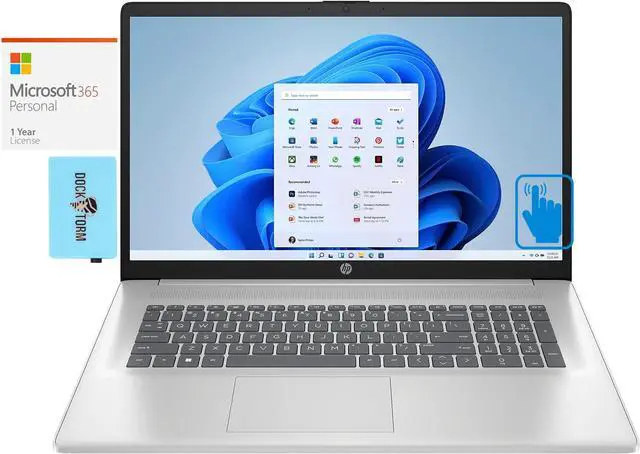 Main image of HP 17t -cn300-767K Home & Business Laptop (Intel i5-1335U 10-Core, 17.3" 60 Hz Touch HD+ (1600x900), Intel Iris Xe, 8GB RAM, 256GB SSD, Win 11 Home) with Microsoft 365 Personal , Dockztorm Hub